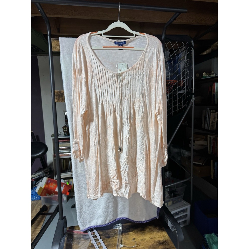 Bandolino Peach Blouse 1X light weight NWT Tunic 3/4‎ sleeves